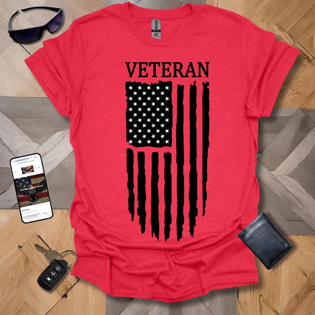 American Distressed Flag Veteran Black & White Banner Heathers