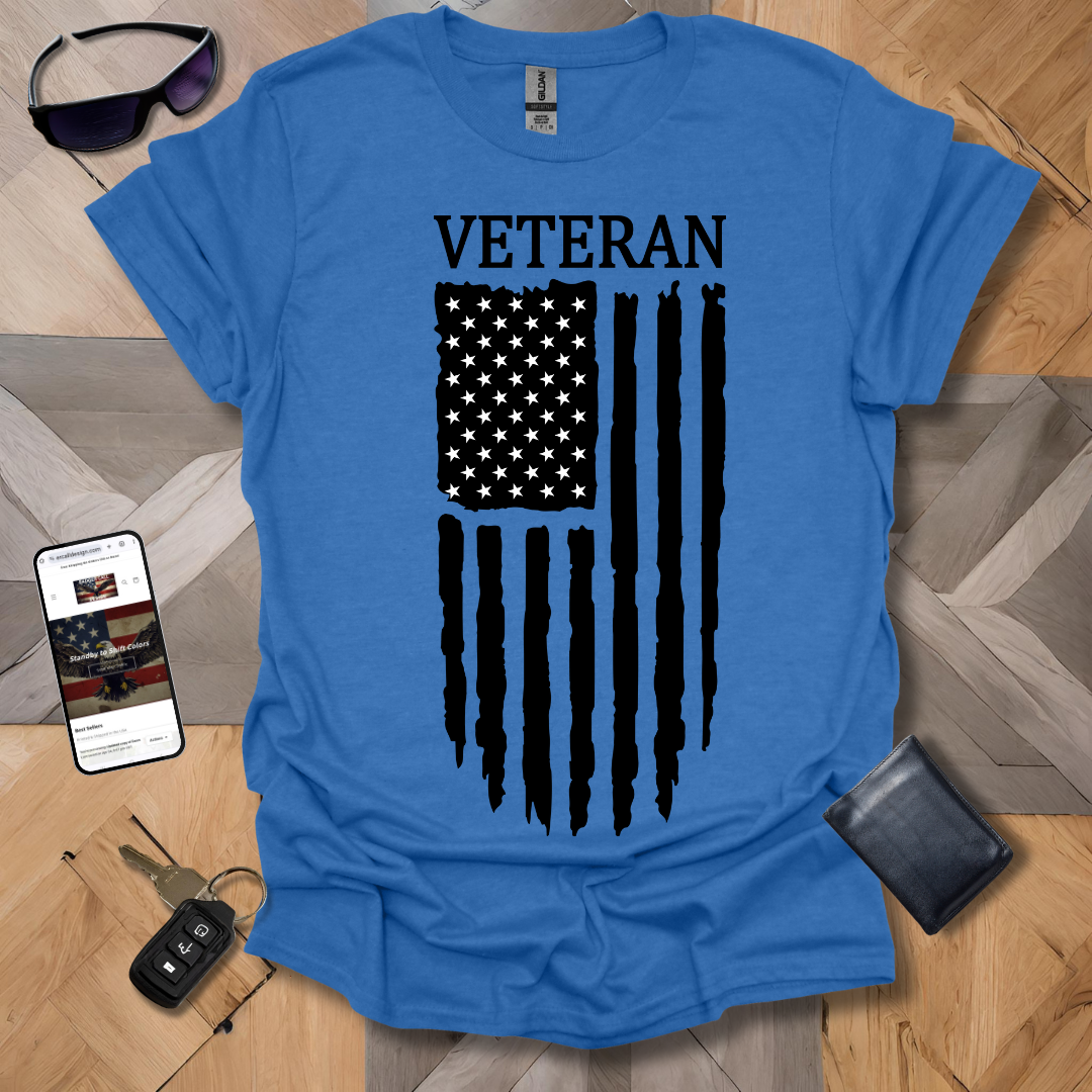 American Distressed Flag Veteran Black & White Banner Heathers