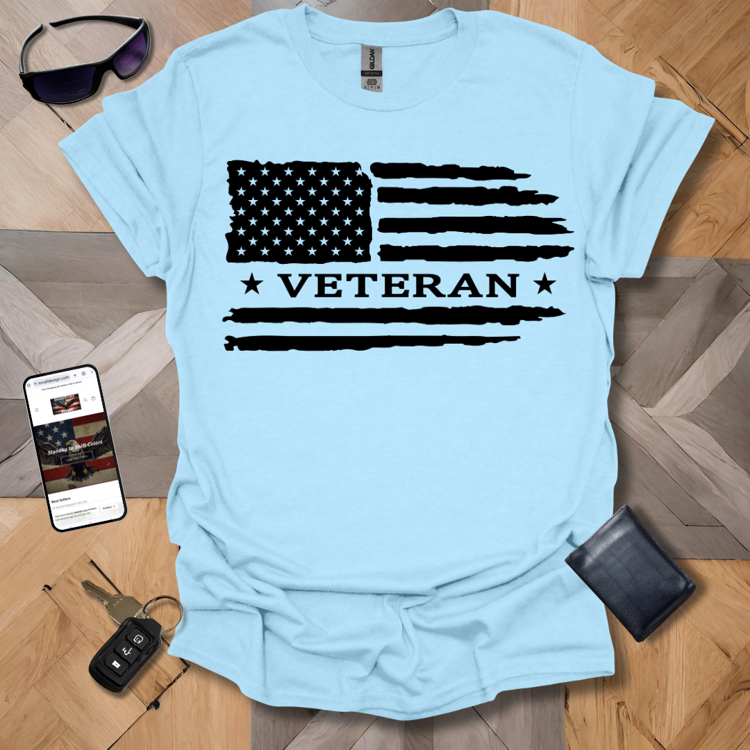 American Distressed Flag Veteran with Stars