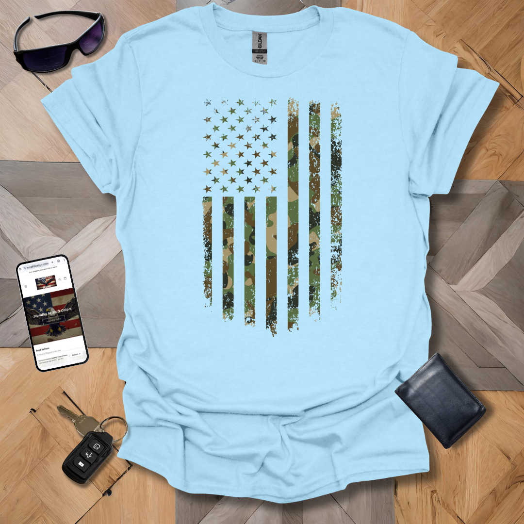 USA Military Cammo Flag T-Shirt