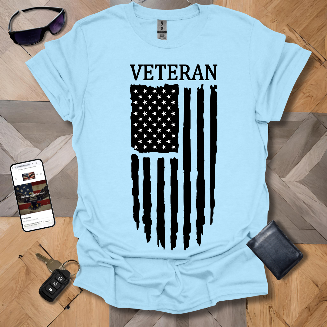 American Distressed Flag Veteran Black & White Banner