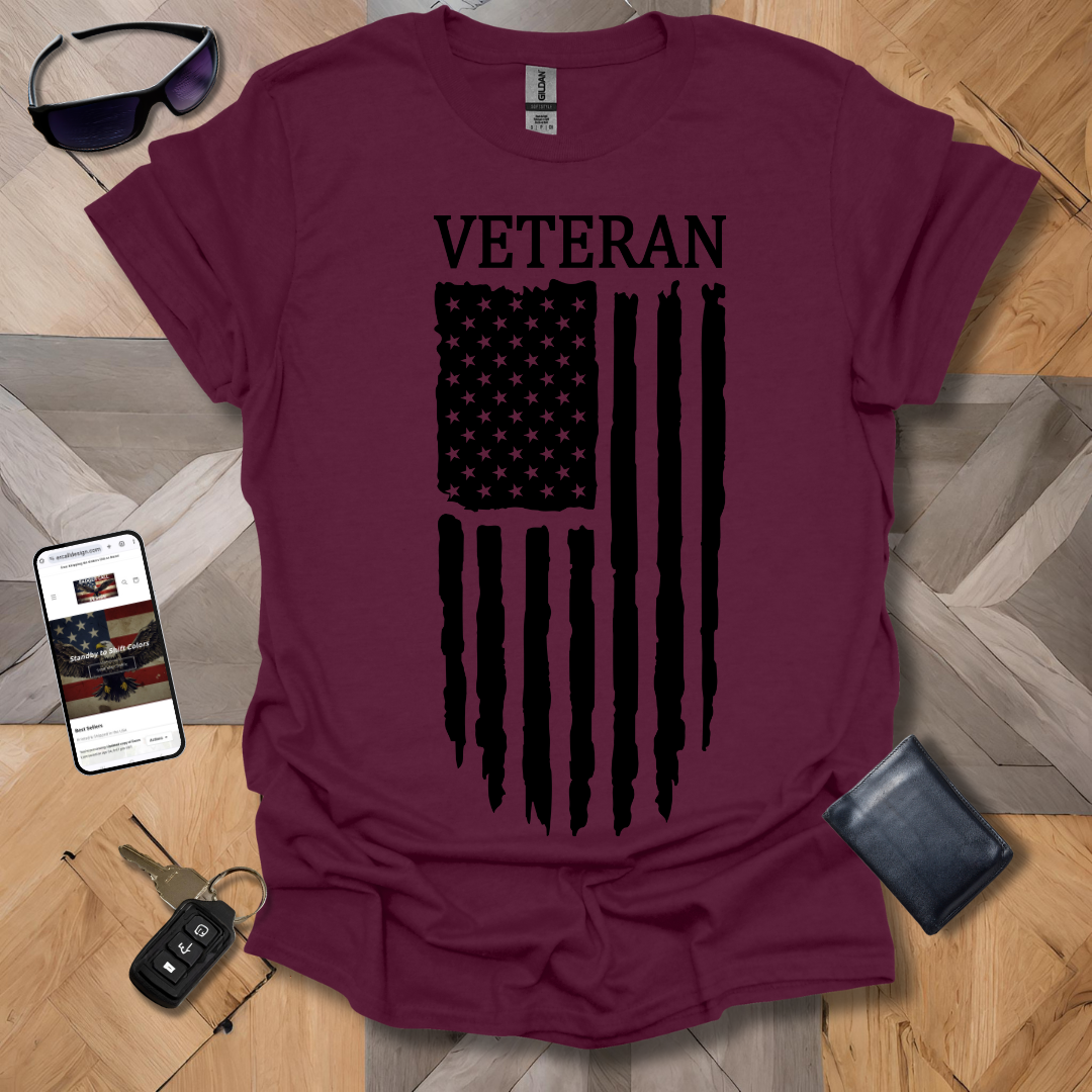 American Distressed Flag Veteran Black Banner