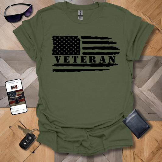 American Distressed Flag Vet_L Black