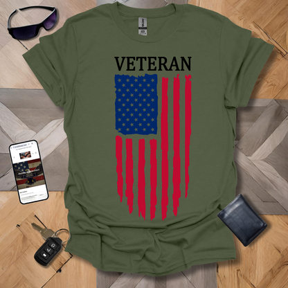 American Distressed Flag Veteran 1/2 Color Banner