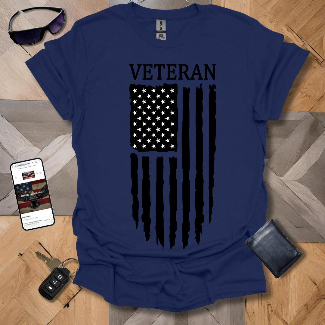 American Distressed Flag Veteran Black & White Banner