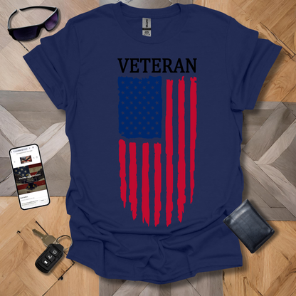 American Distressed Flag Veteran 1/2 Color Banner