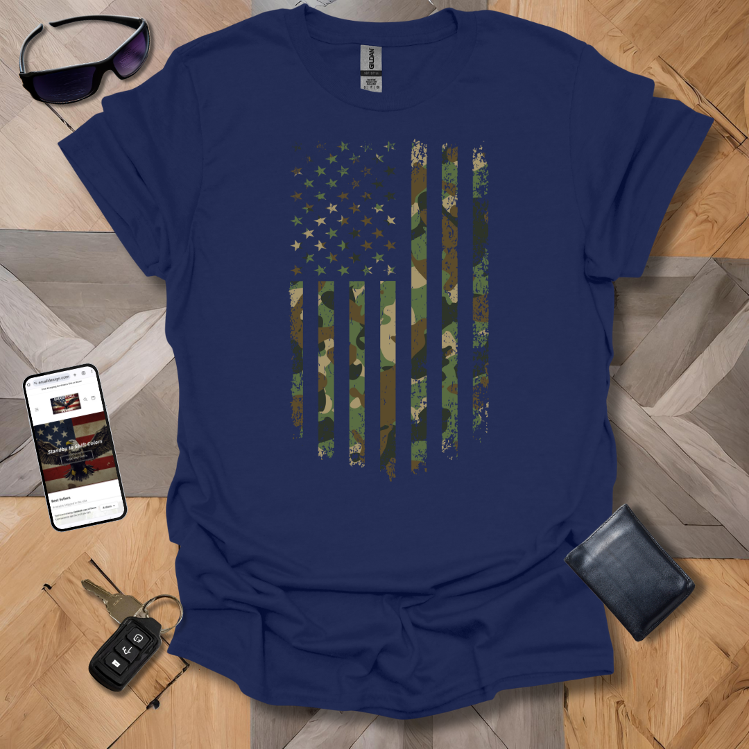 USA Military Cammo Flag T-Shirt