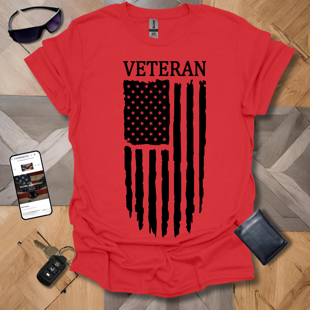 American Distressed Flag Veteran Black Banner