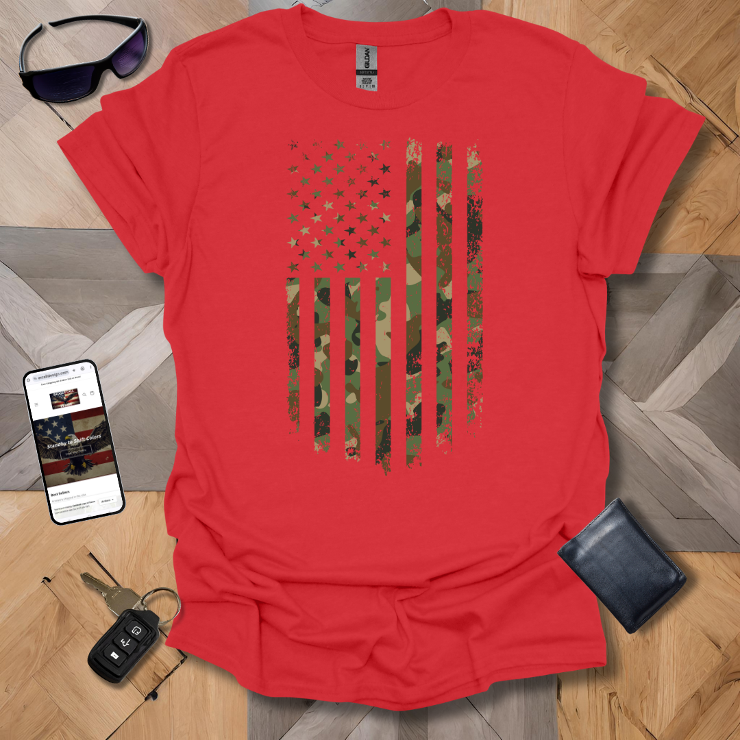 USA Military Cammo Flag T-Shirt