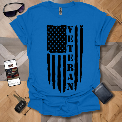 American Distressed Flag Veteran Vert Black