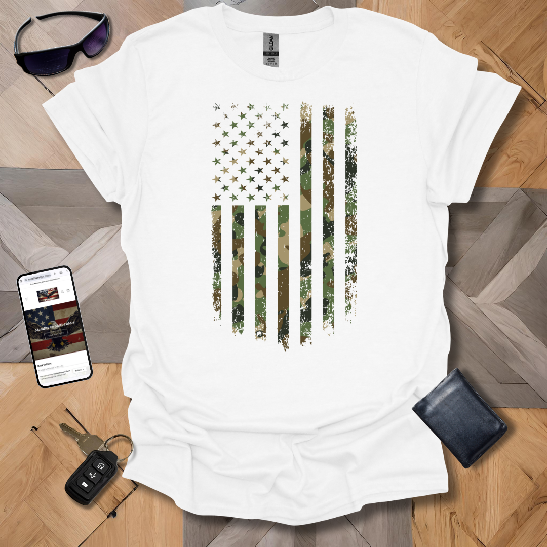 USA Military Cammo Flag T-Shirt