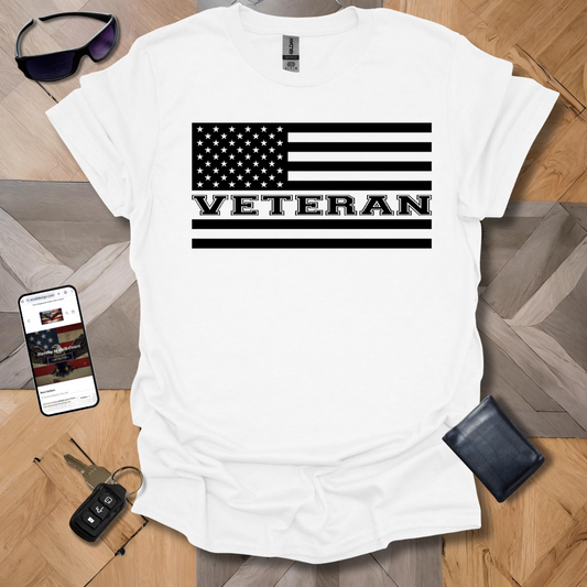 American Flag Veteran Black Logo Heathers