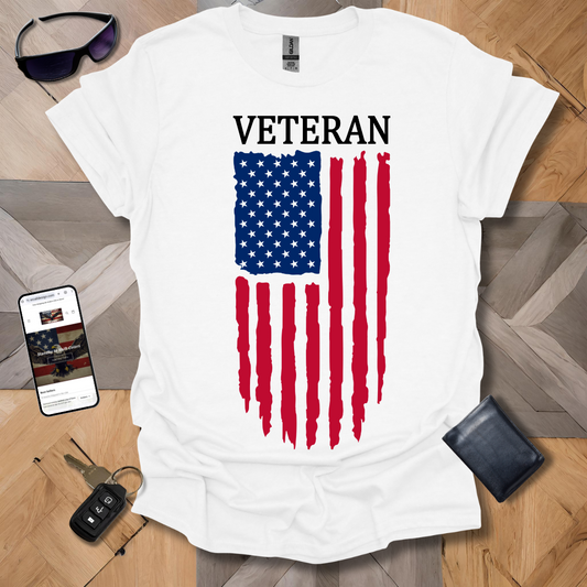 American Distressed Flag Veteran 1/2 Color Banner